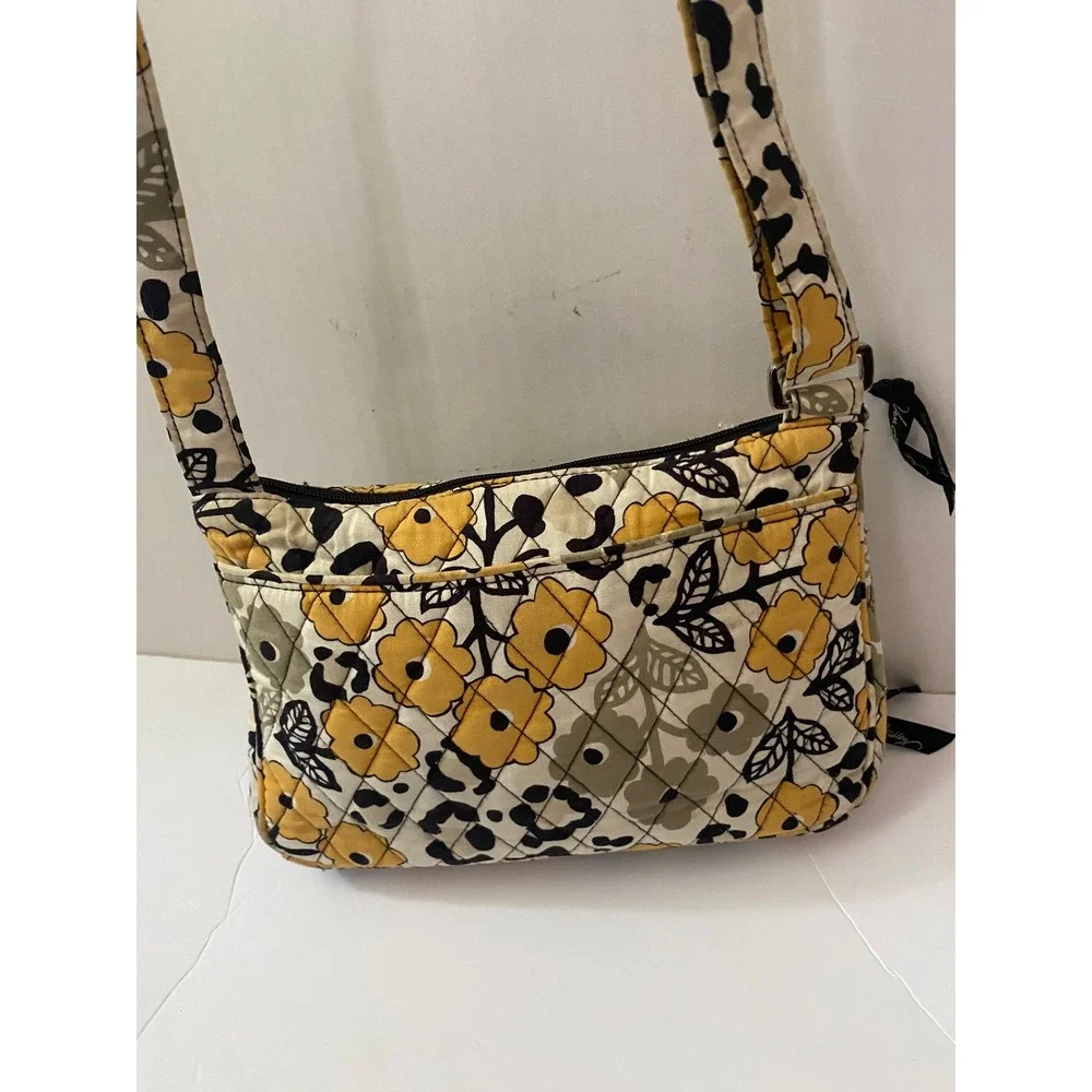 Vera Bradley Safari‎ Sunset Quilted Cotton Crossbody Bag Yellow Floral Leopard